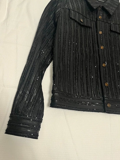 Saint Laurent Paris Black Sequin Jacket M