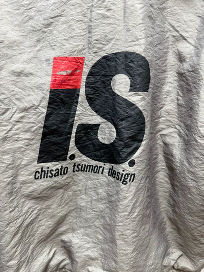 issey miyake logo patch metallic nylon jacket