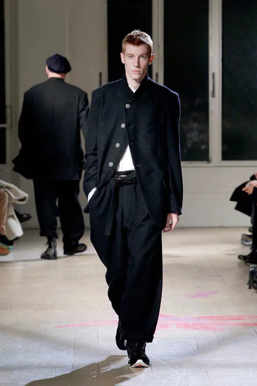 yohji yamamoto black jacket with silver buttons