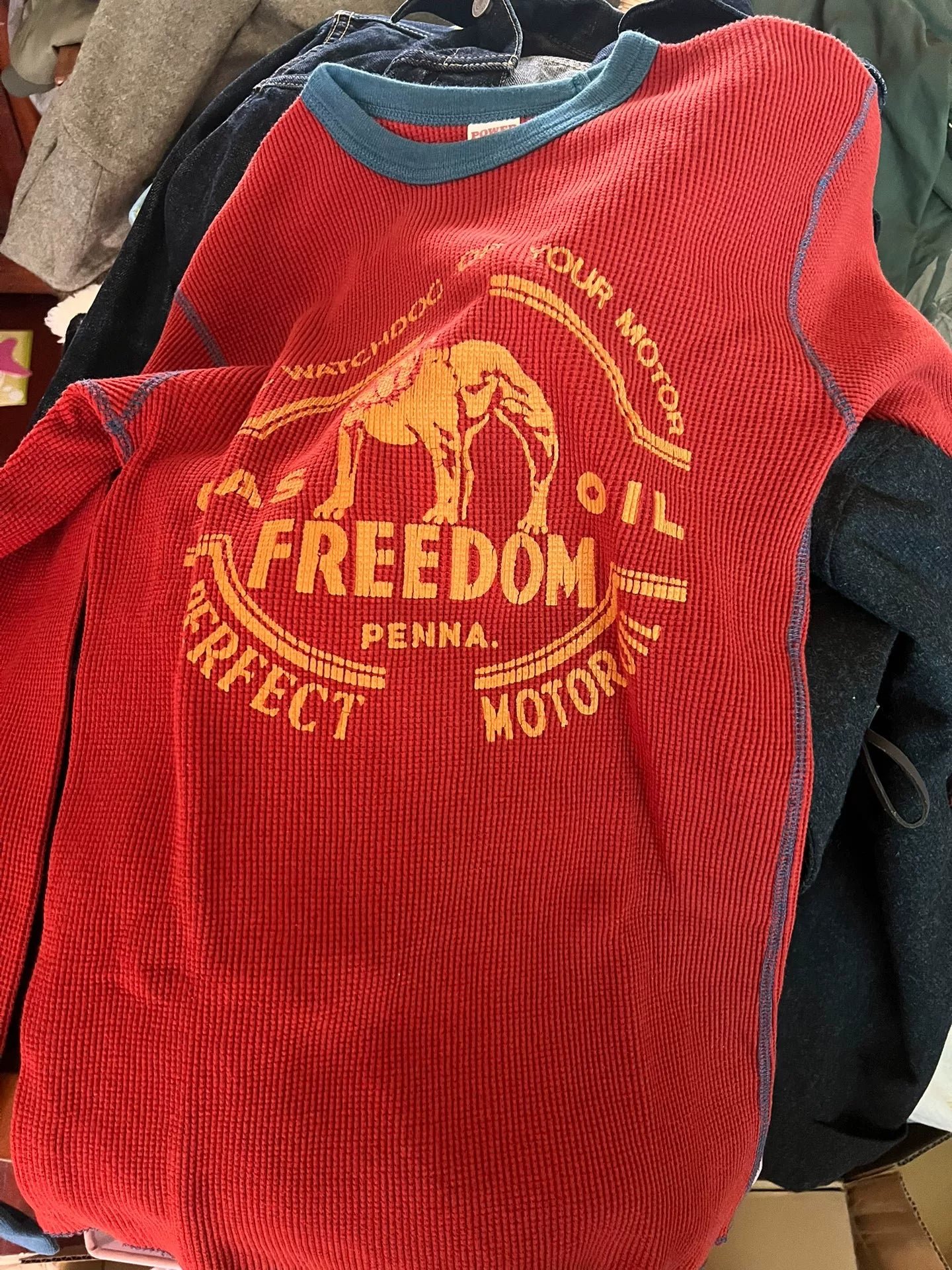 Freewheelers Waffle Knit Top Size M