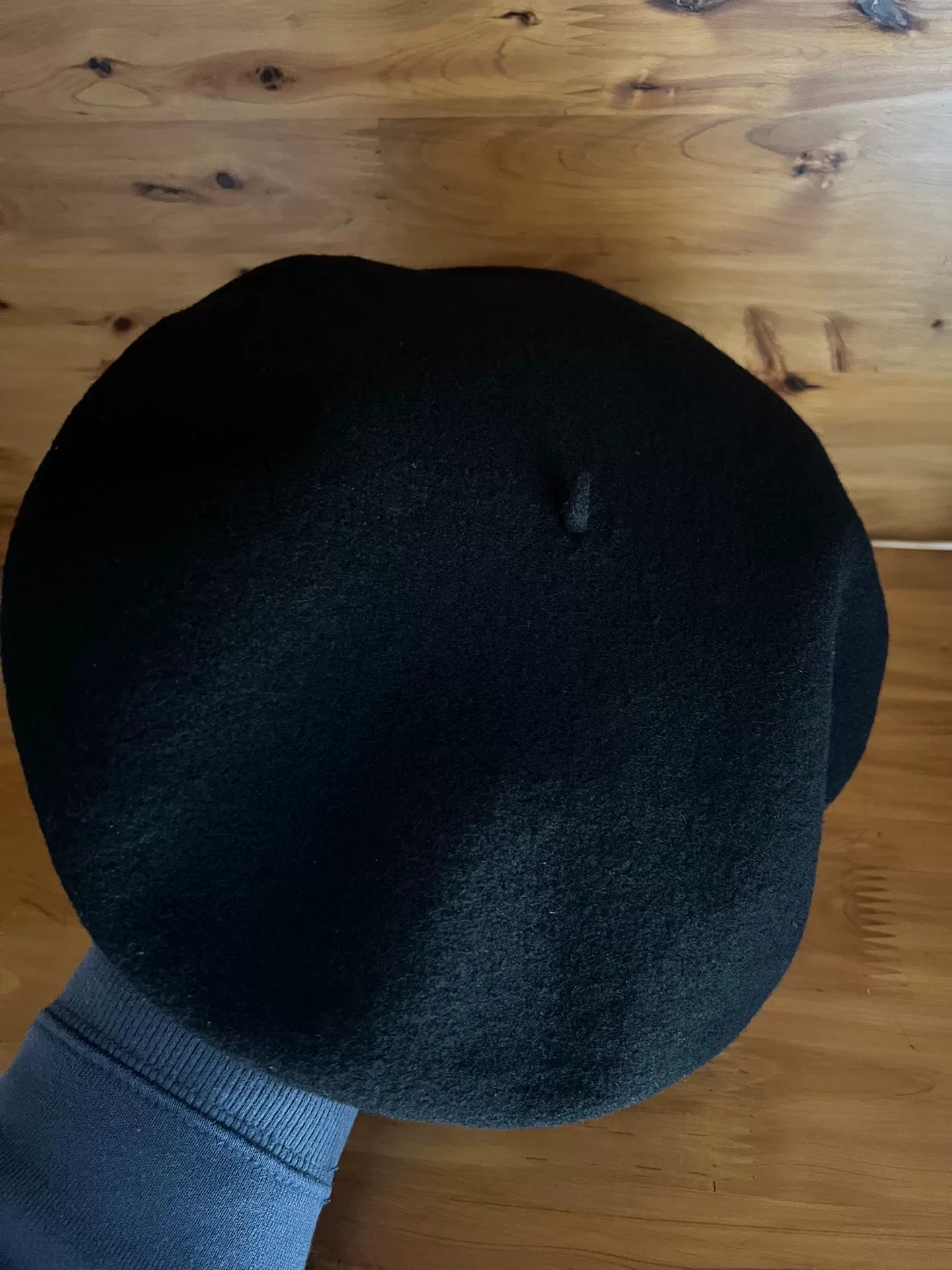 black wool beret hat