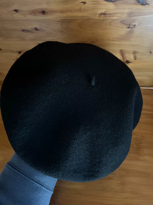 black wool beret hat