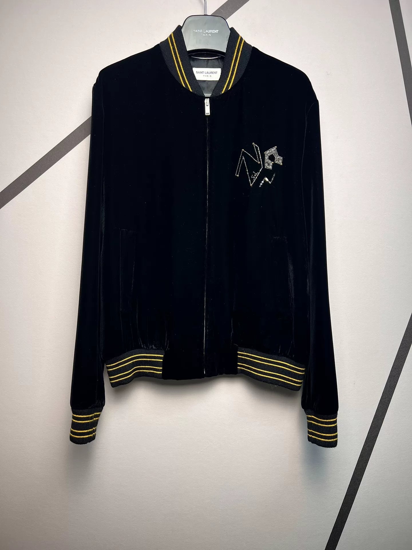Saint Laurent Black Velvet Bomber Jacket