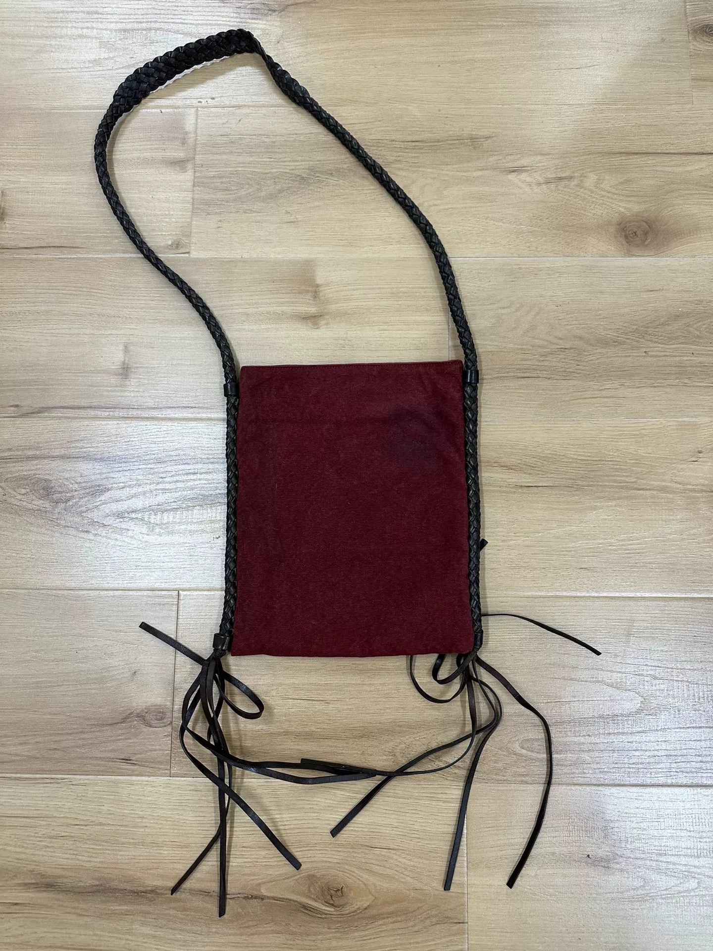 Dries van Noten Leather Woven Canvas Bag