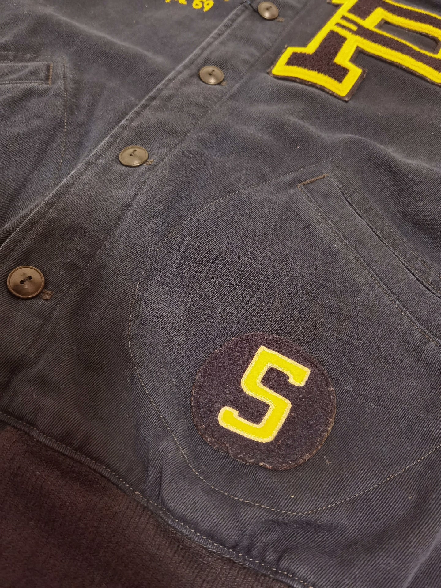 RRL Ralph Lauren Leather Sleeve Vintage Jacket