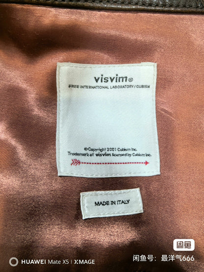 visvim vintage distressed brown leather jacket