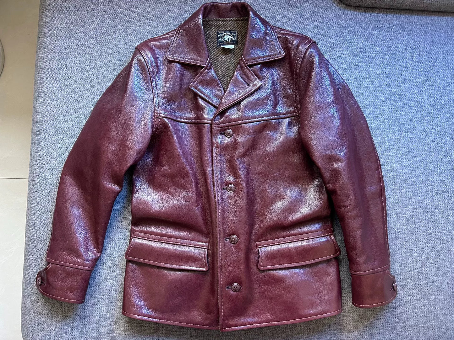 freewheelers leather jacket in burgundy