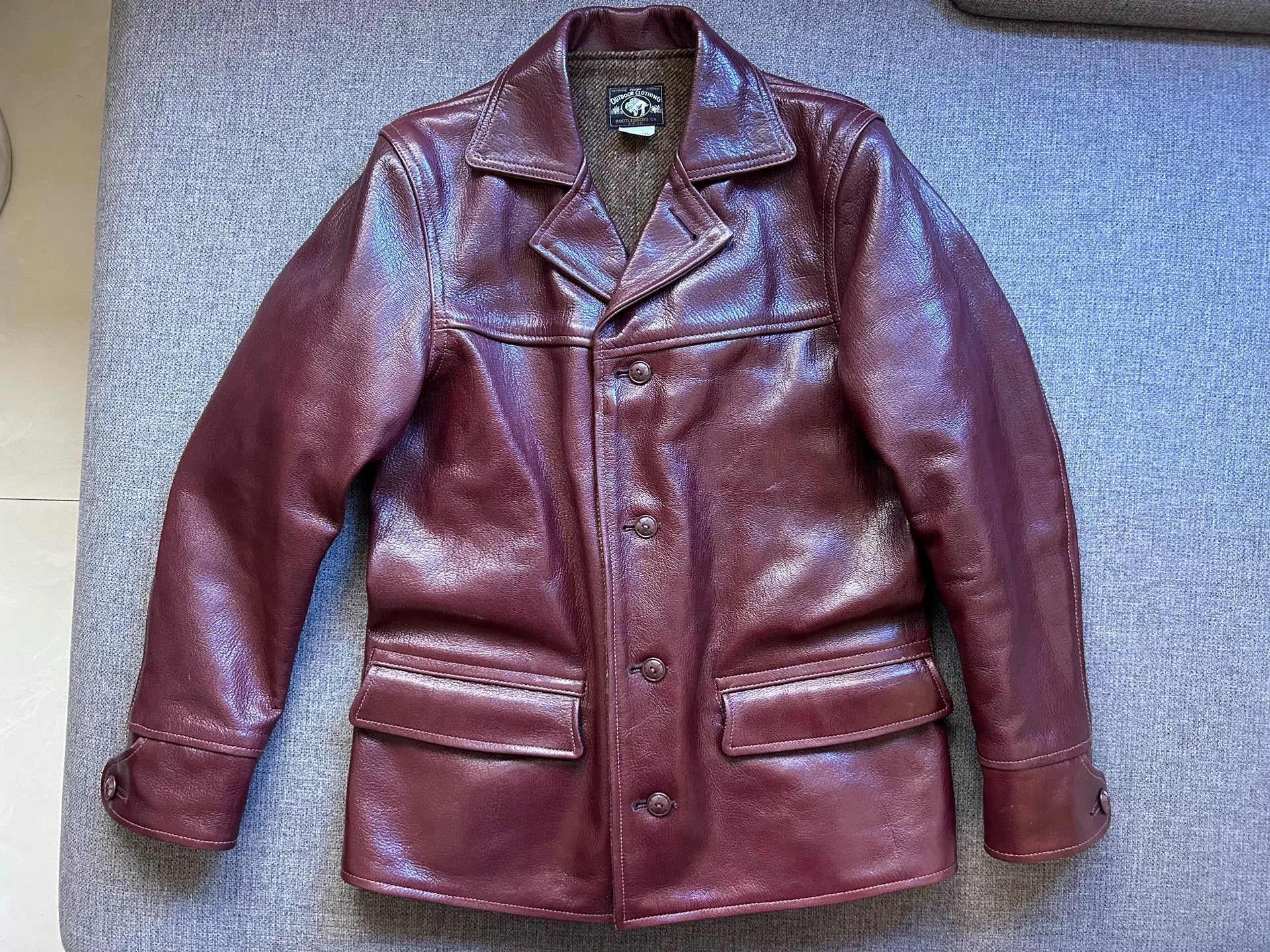 freewheelers leather jacket in burgundy