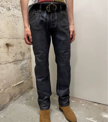 gucci waxed burgundy fitted jeans size 48