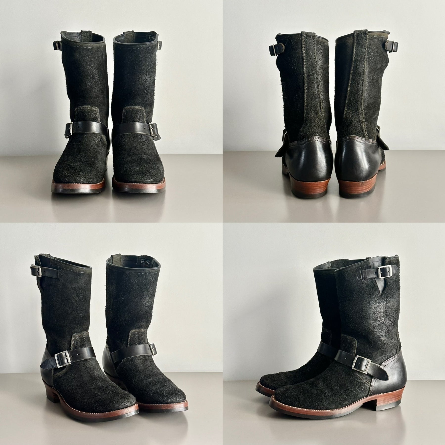 Clinch x BSW Black Roughout Engineer Boots
