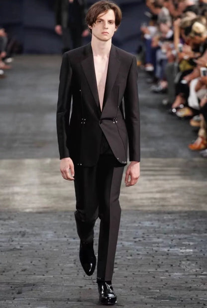 maison margiela black embellished wool suit