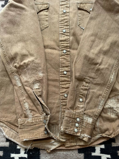 rrl distressed floral western shirt
