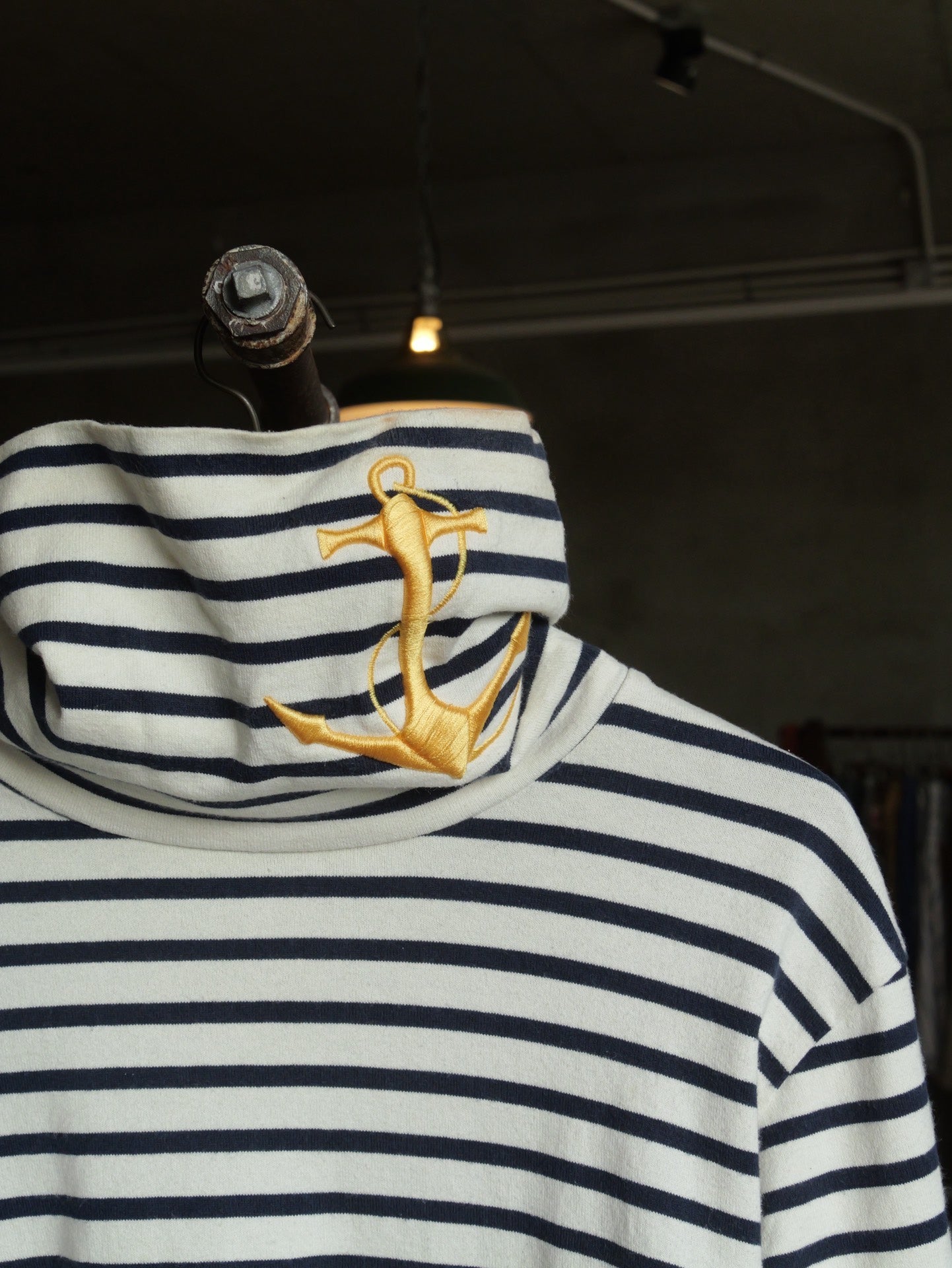Kapital Blue White Stripe Turtleneck Anchor