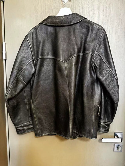 vintage rrl leather jacket for spring and autumn