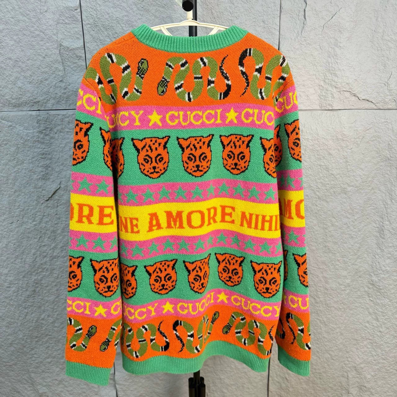 gucci tiger head knit sweater size small