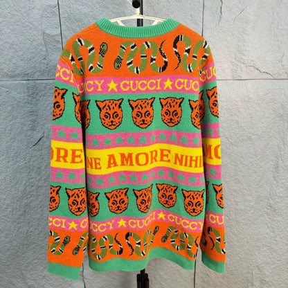 gucci tiger head knit sweater size small