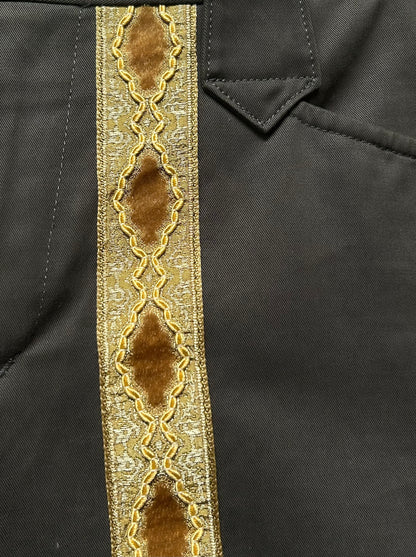 embroidered shorts with gold trim