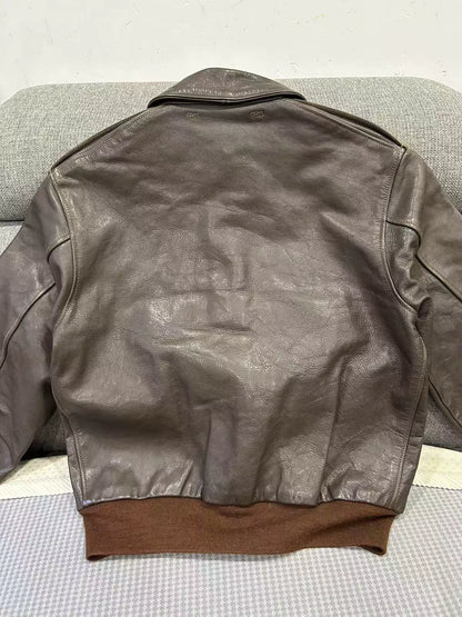vintage brown leather flight jacket A2