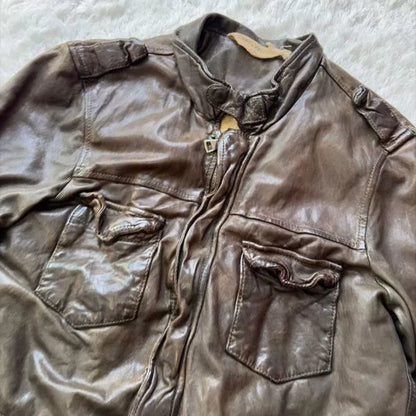 Giorgio Brato Sheepskin Leather Jacket Italy 46