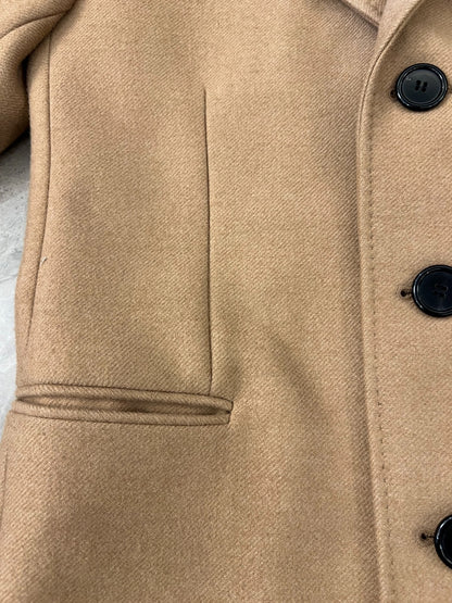 Saint Laurent Beige Velvet Collar Coat