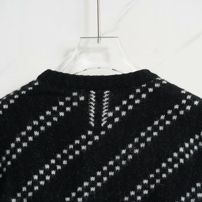 Saint Laurent Men's Black Zigzag Sweater