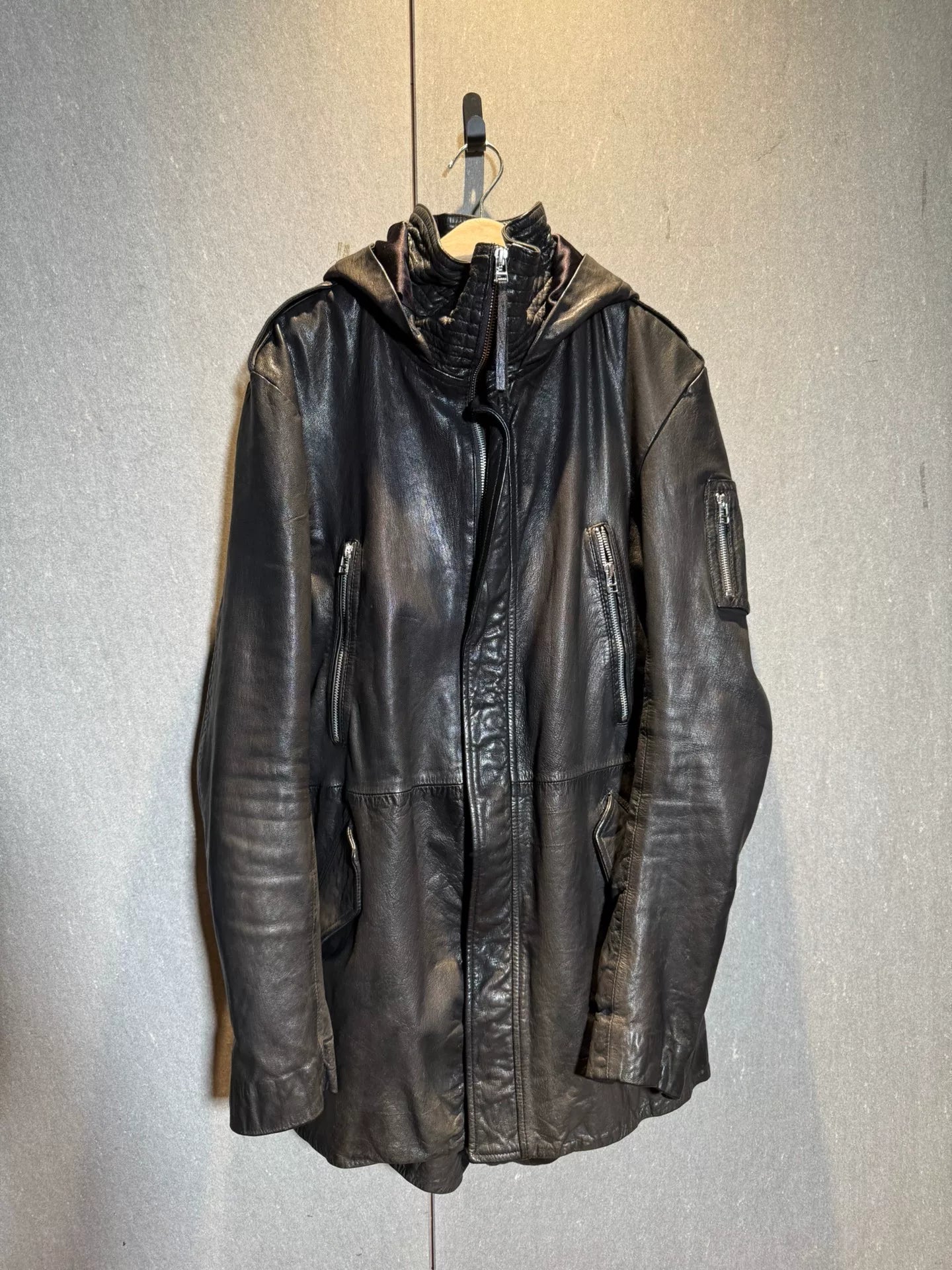 rare hooded leather jacket from 14th addiction