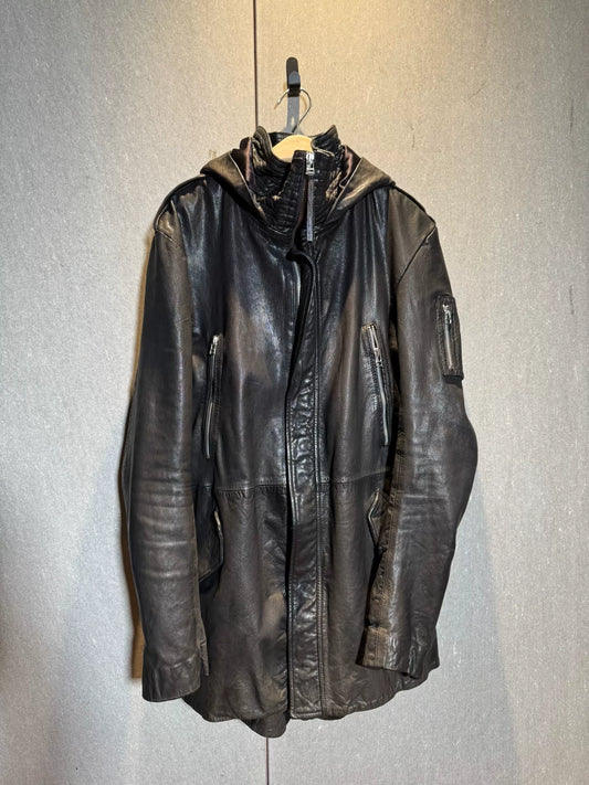 rare hooded leather jacket from 14th addiction