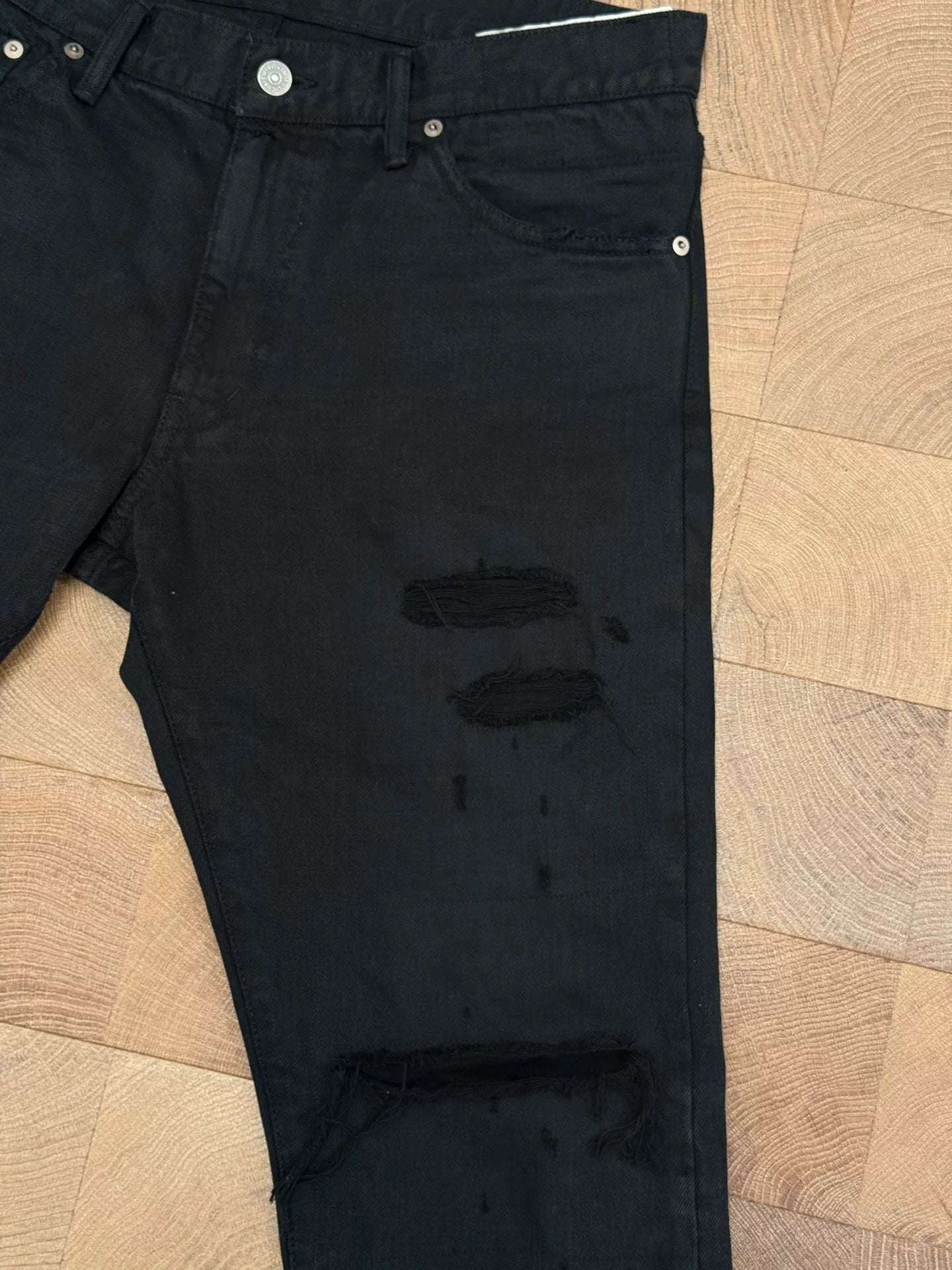 VISVIM 20SS Distressed Black Jeans