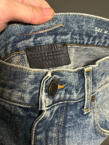 Saint Laurent Distressed Denim Jeans in Blue
