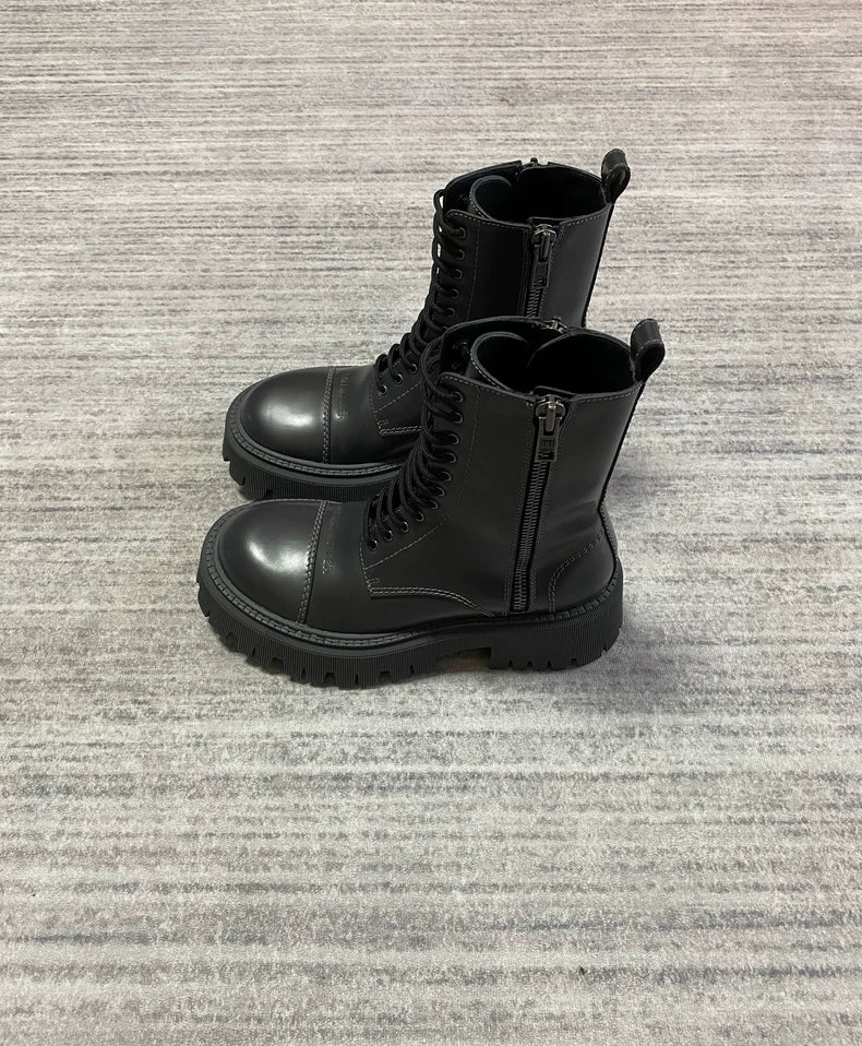 Balenciaga Black High-Top Derby Boots-zp