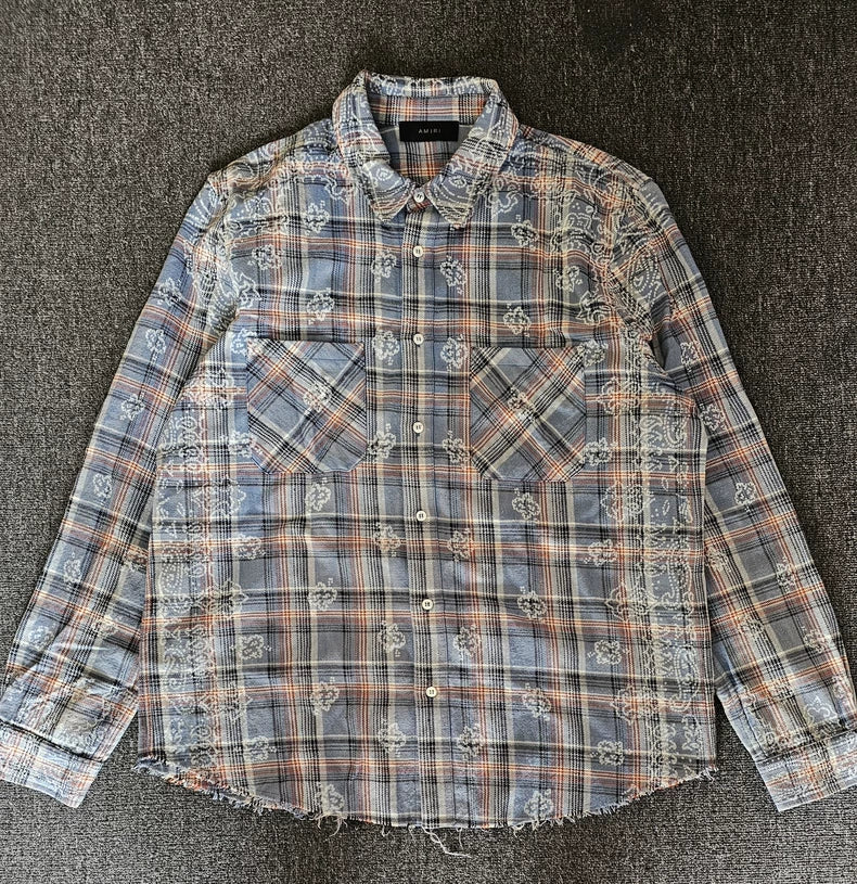 Amiri Paisley Plaid Fringe Shirt-yf