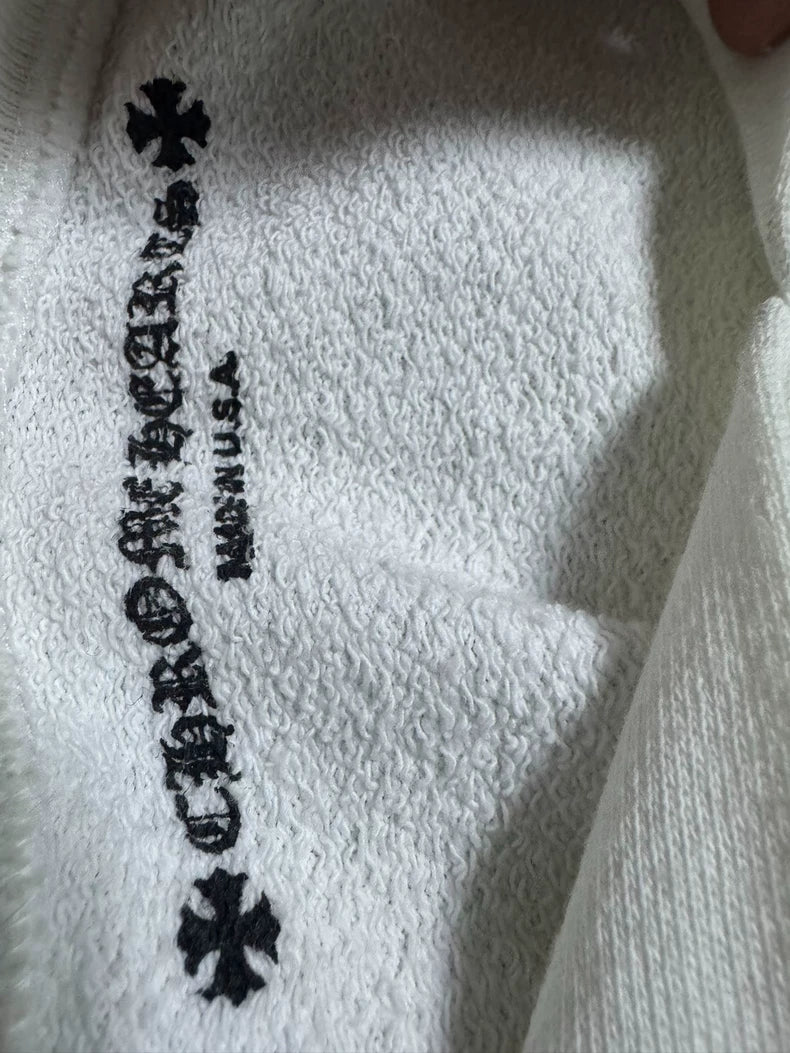 Chrome Hearts White Hoodie with Flag Prints