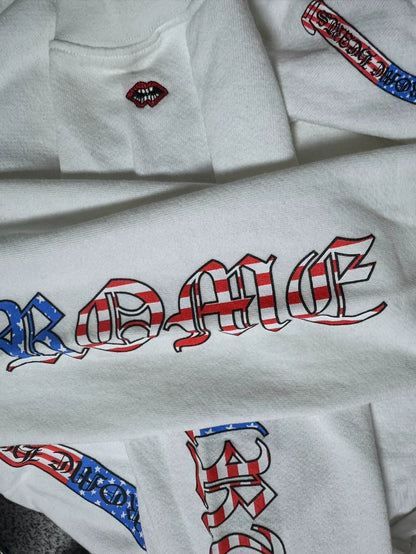 Chrome Hearts White Hoodie with Flag Prints