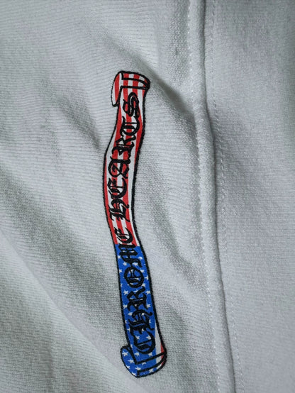 Chrome Hearts White Hoodie with Flag Prints
