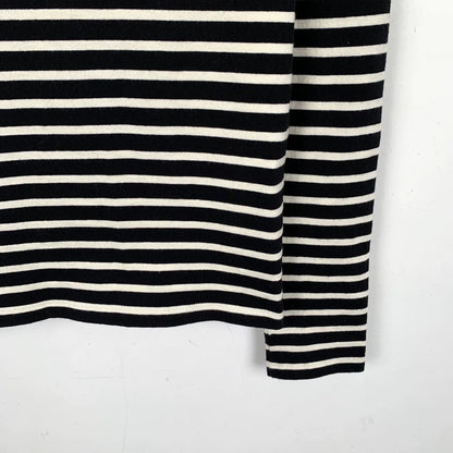 Saint Laurent Striped Logo Knit Long Sleeve Shirt