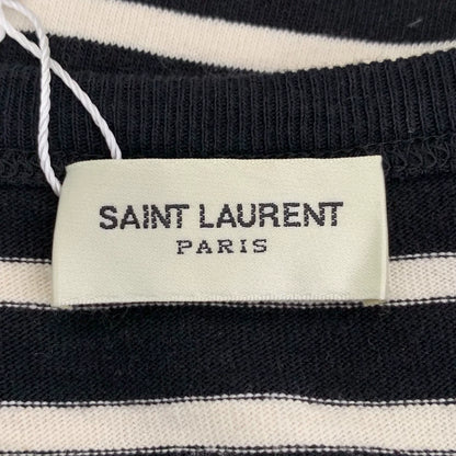 Saint Laurent Striped Logo Knit Long Sleeve Shirt