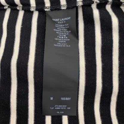Saint Laurent Striped Logo Knit Long Sleeve Shirt