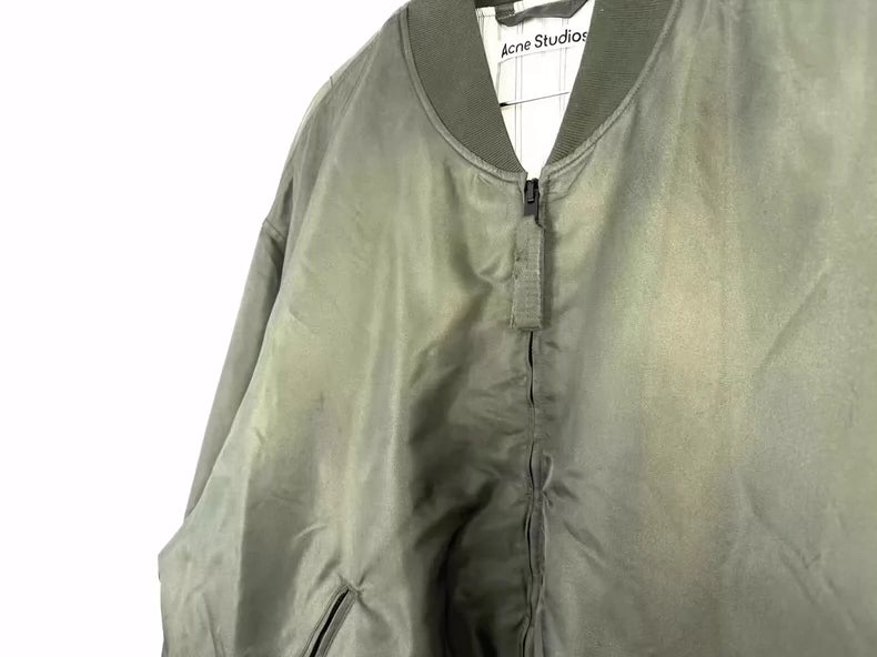 Acne Studios Satin Bomber Jacket Olive Green