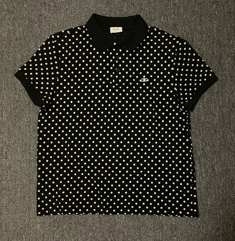 Celine Polka Dot Short Sleeve Polo-yf