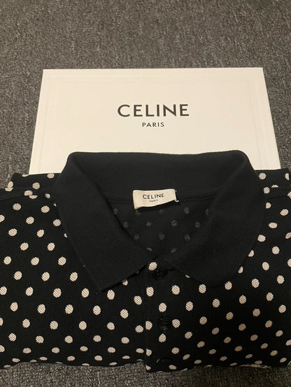 Celine Polka Dot Short Sleeve Polo-yf