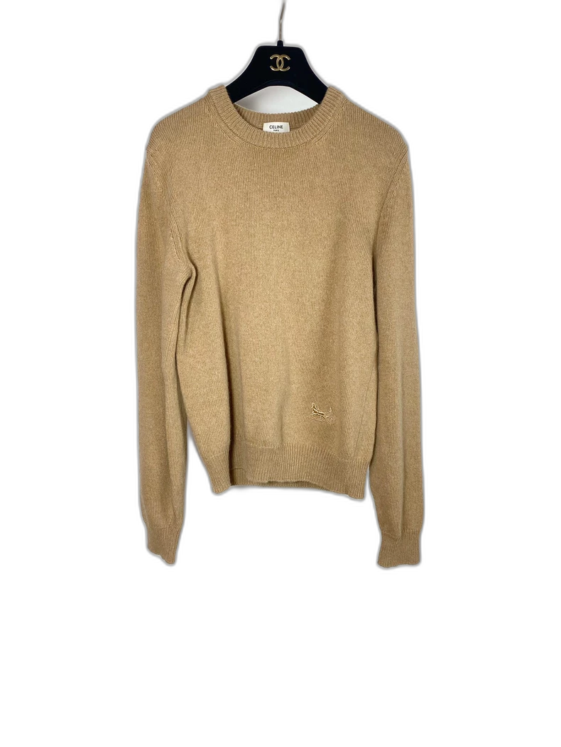 Celine Cashmere Round Neck Embroidered Sweater