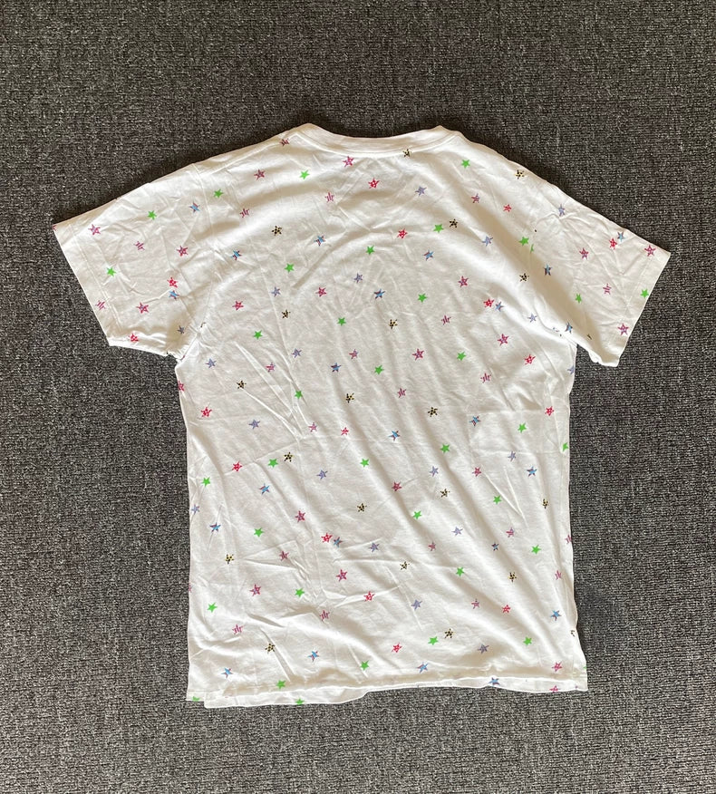 Saint Laurent White Star Print Short Sleeve T-Shirt-yf