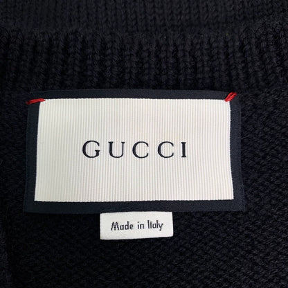 Gucci V-Neck Wool Sweater with Bee Embroidery
