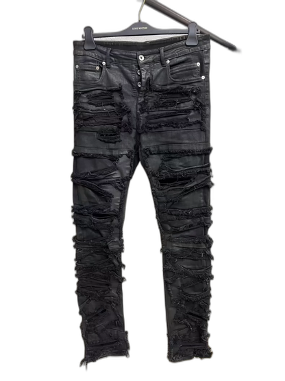 Rick Owens Distressed Black Denim Pants