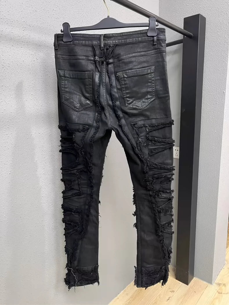 Rick Owens Distressed Black Denim Pants
