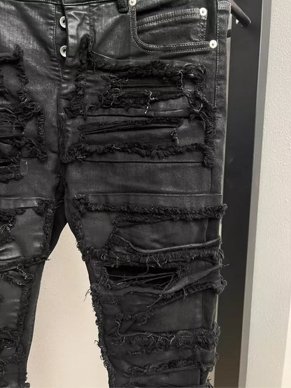 Rick Owens Distressed Black Denim Pants
