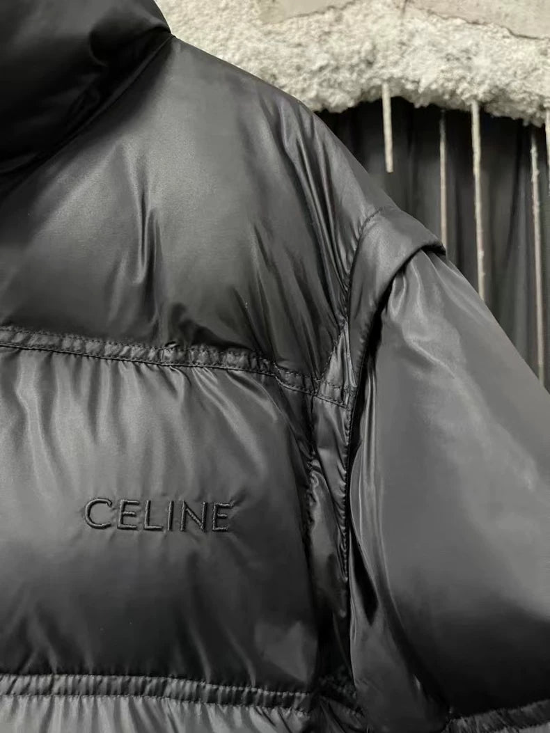 Celine Embroidered Logo Puffer Jacket