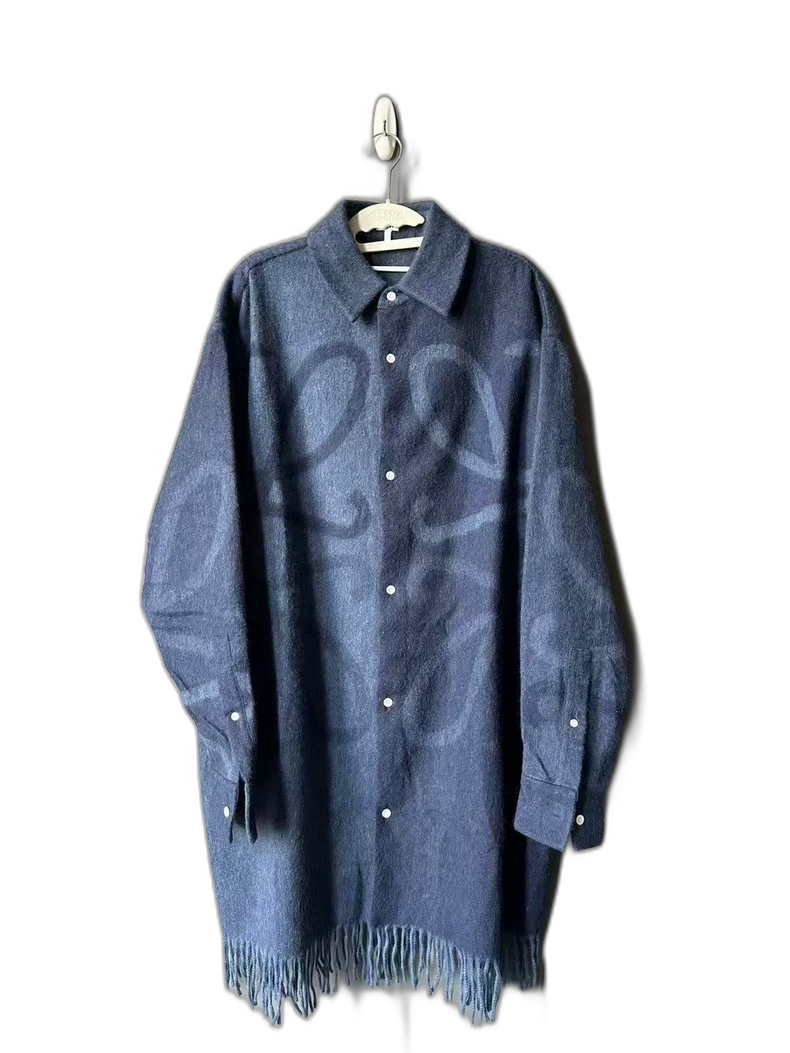 Loewe Blue Logo Long Shirt Coat