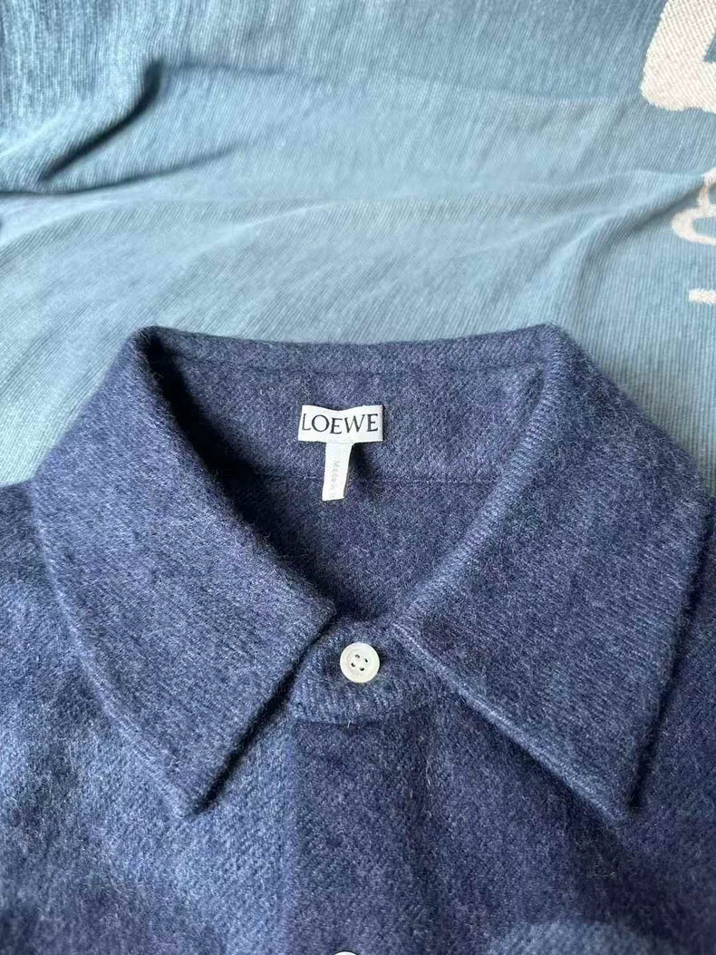 Loewe Blue Logo Long Shirt Coat