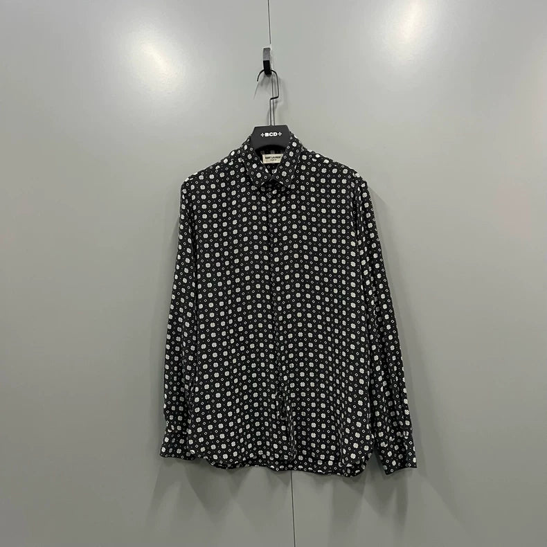 Black and White Floral Shirt by Saint Laurent